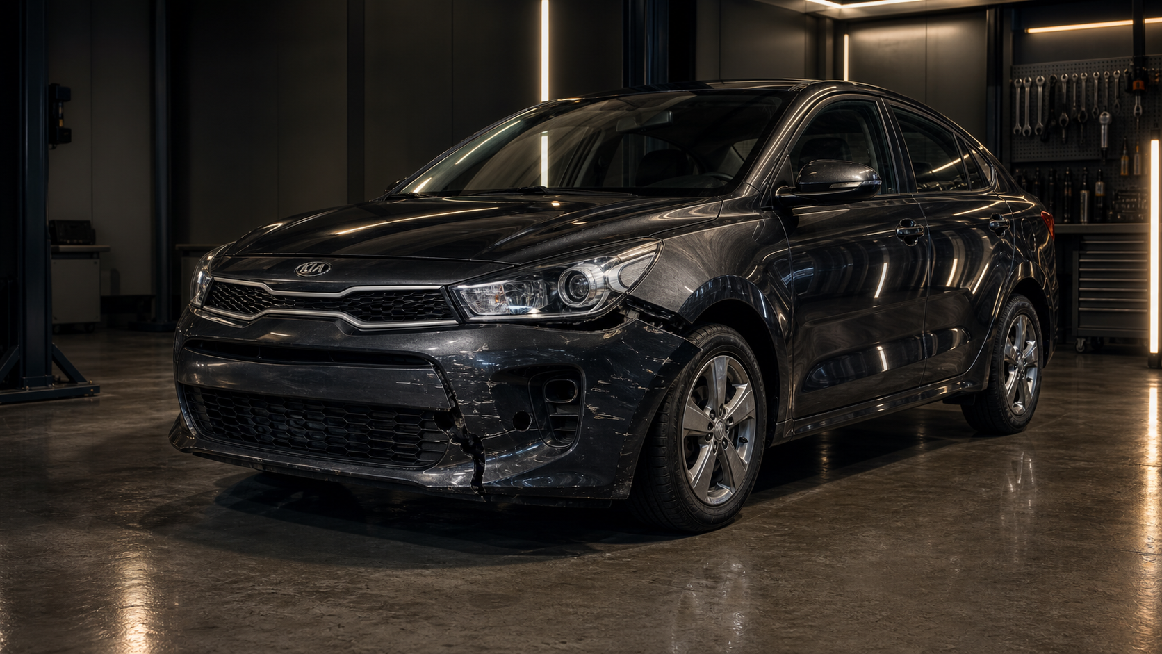 Kia Rio до ремонта бампера